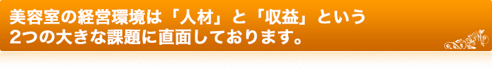 美容室の経営環境は「人材」と「収益」という2つの大きな課題に直面しております。